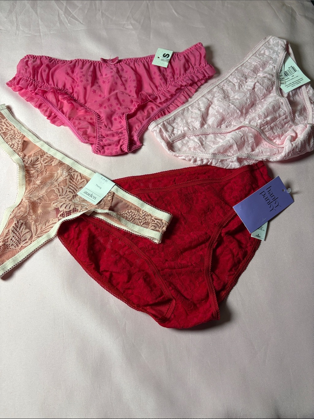 Lace Bikini Panties - Red, Hot Pink, Light Pink, Beige